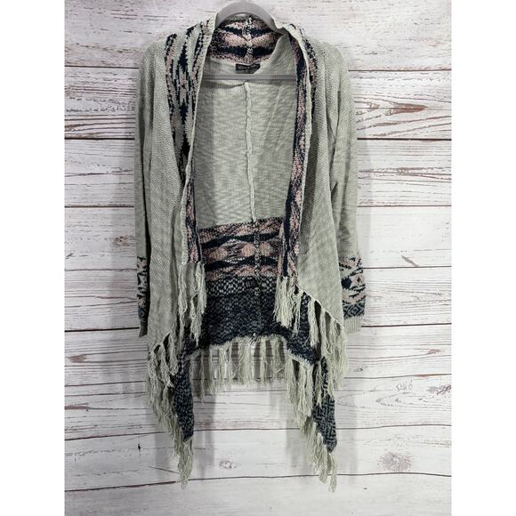 Double Zero Women's Knit Open Front Fringe Cardigan Size Medium - Picture 1 of 13
